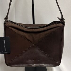 Spikes & Sparrow Leather Puzzle Cut Shoulder Bag Brown NWT